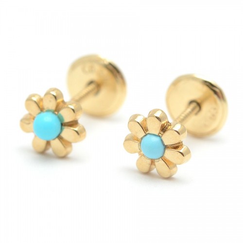 Pendientes Oro Margarita Turquesa