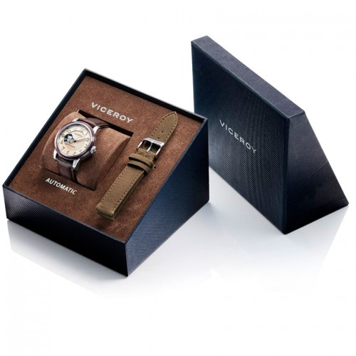 Estuche reloj Viceroy automático correa piel y tela 471073-47