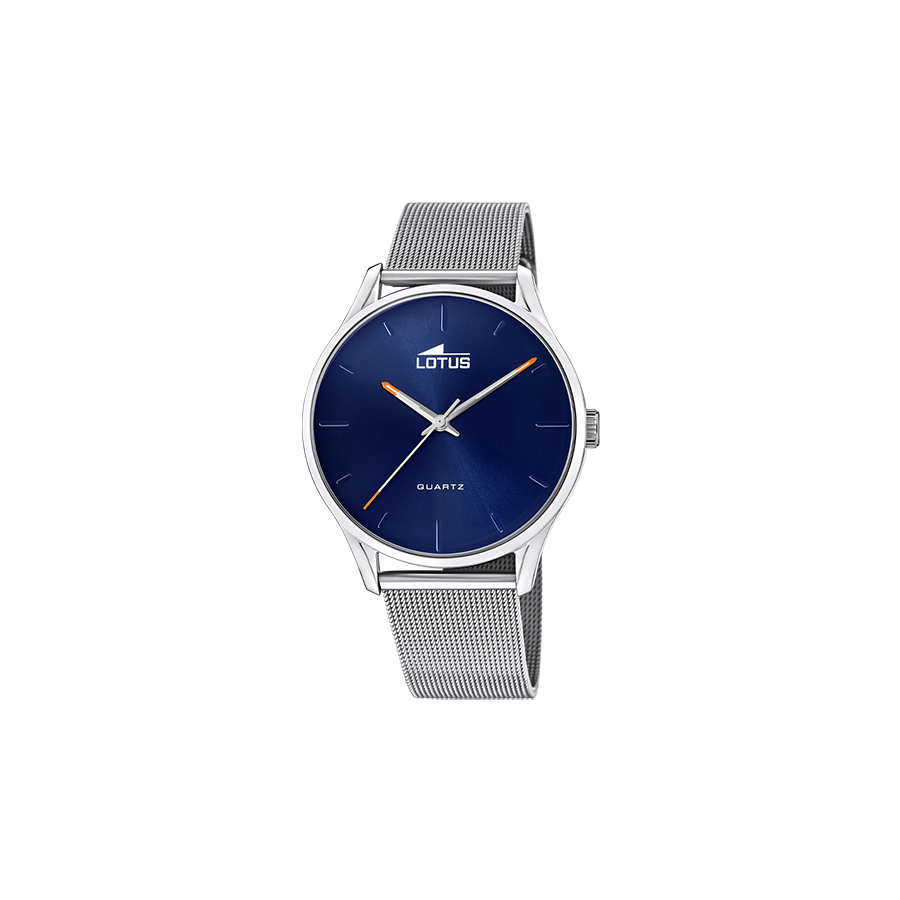 Reloj para hombre Lotus azul con brazalete de malla de acero
