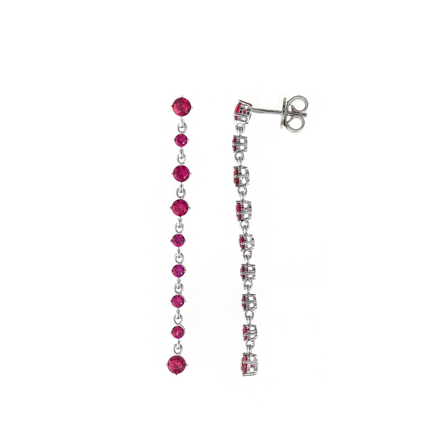 Pendientes Plata Novia Largos Rosa Fucsia