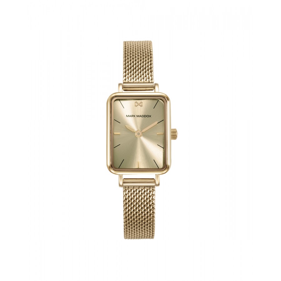 Reloj para chica Mark Maddox cuadrado dorado con brazalete de malla