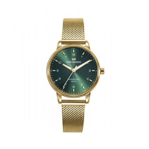 Reloj Mark Maddox Chica Dorado Verde Brazalete Malla