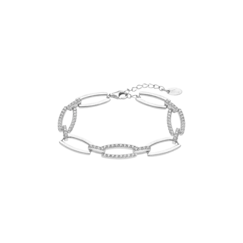 Pulsera Lotus Plata Ovalos Circonitas