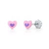 Pendientes Plata Corazón Rosa