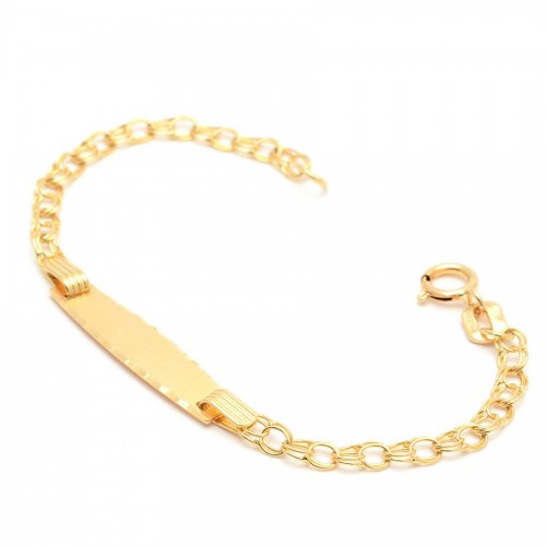 Pulsera Oro Milanesa Placa Nombre