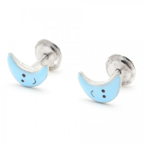 Pendientes Plata Luna Azul